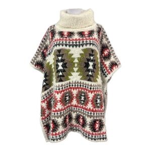 Cato NEW Women's One Size Poncho Sweater Turtleneck Southwestern Aztec Soft